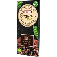Ciocolata neagra fara zahar si gluten 100% cacao Organic Bio, 100g, Torras