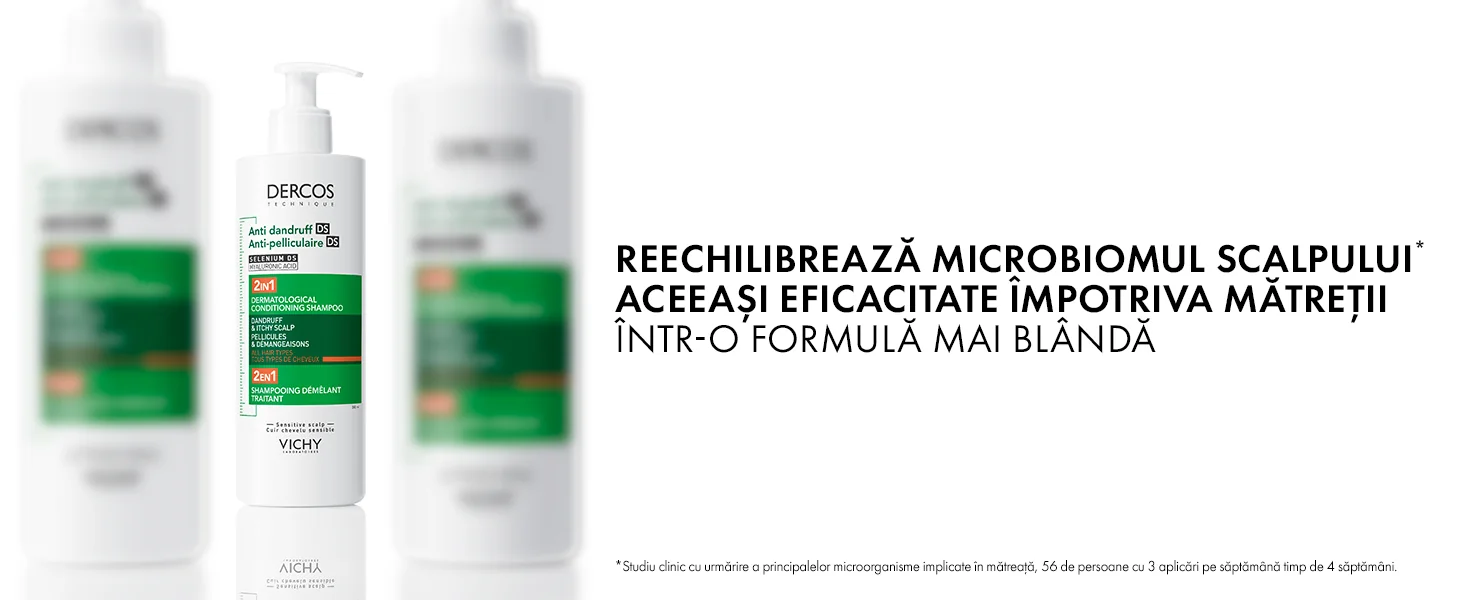 Sampon si balsam 2 in 1 anti-matreata pentru toate tipurile de par Dercos, 390ml, Vichy