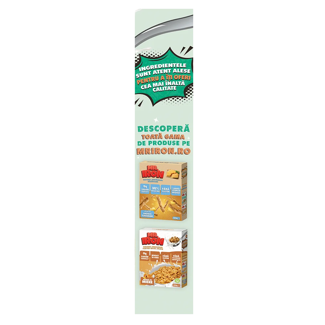 Cereale cu 30% proteina fara zahar low-carb gluten free si vegane Scortisoara, 250g, Mr. Iron