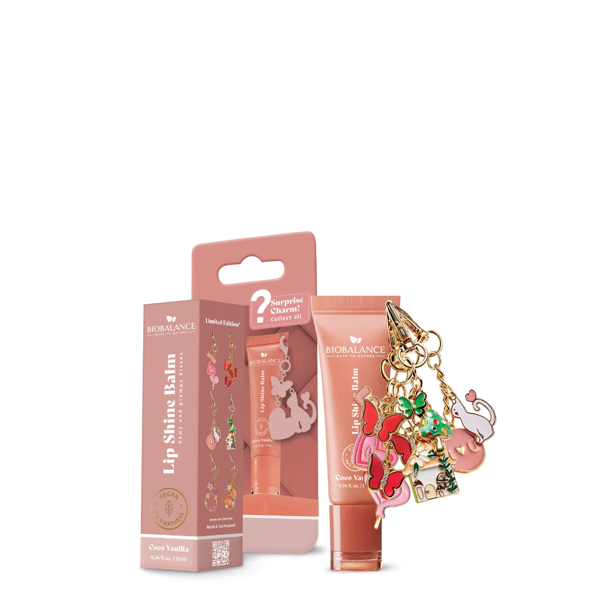 Balsam de buze cu efect lucios si breloc surpriza Coco Vanillia, 10ml, Bio Balance
