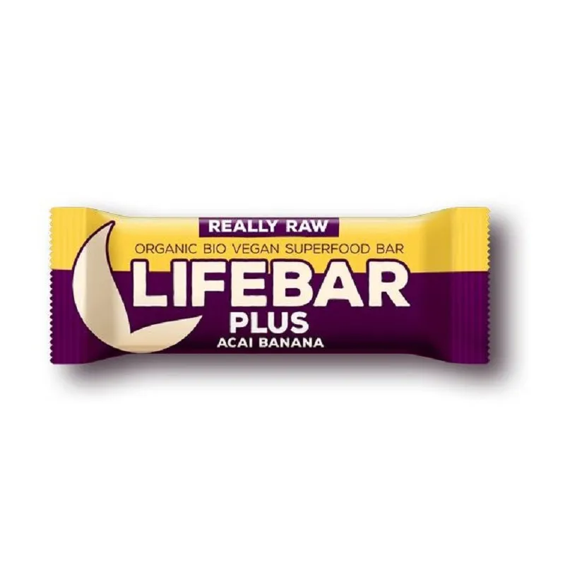 Baton cu acai si banane raw Lifebar Bio, 47g, Lifefood
