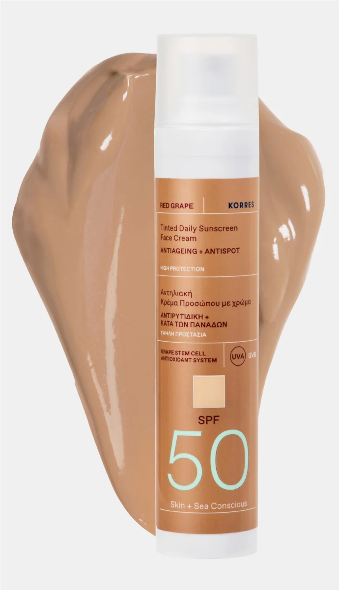 Crema colorata anti-age cu protectie solara SPF 50 Red Grape, 50ml, Korres