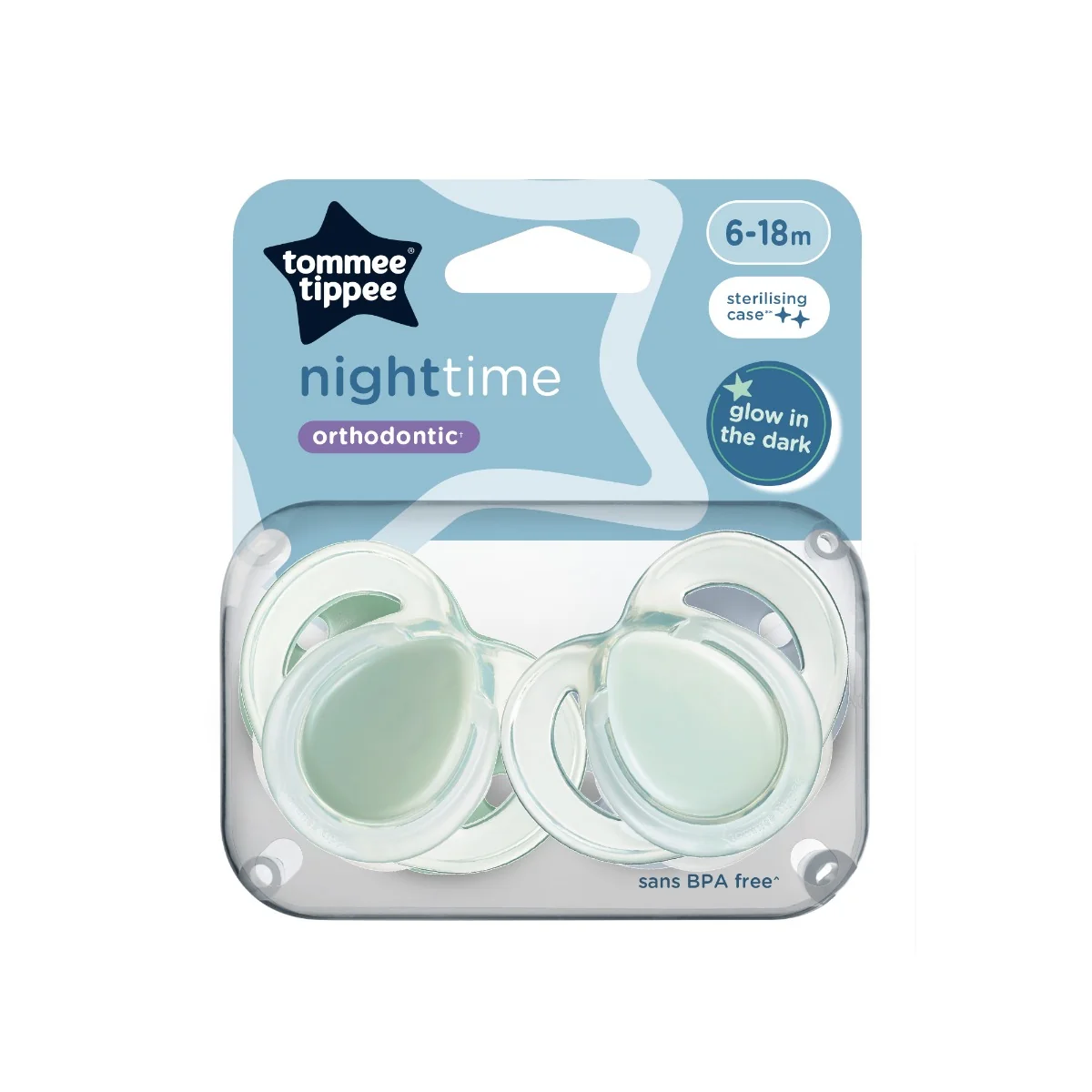 Suzeta de noapte care lumineaza in intuneric pentru 6-18 luni, 2 bucati, Tommee Tippee
