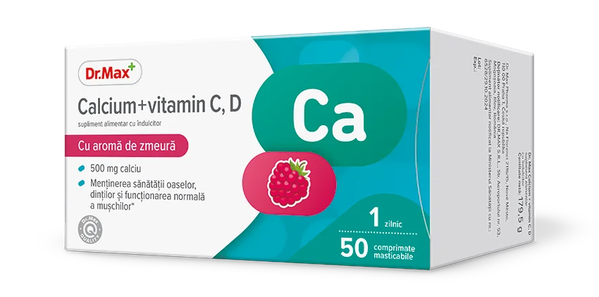 Dr.Max Calcium + Vitamin C, D, 50 comprimate masticabile