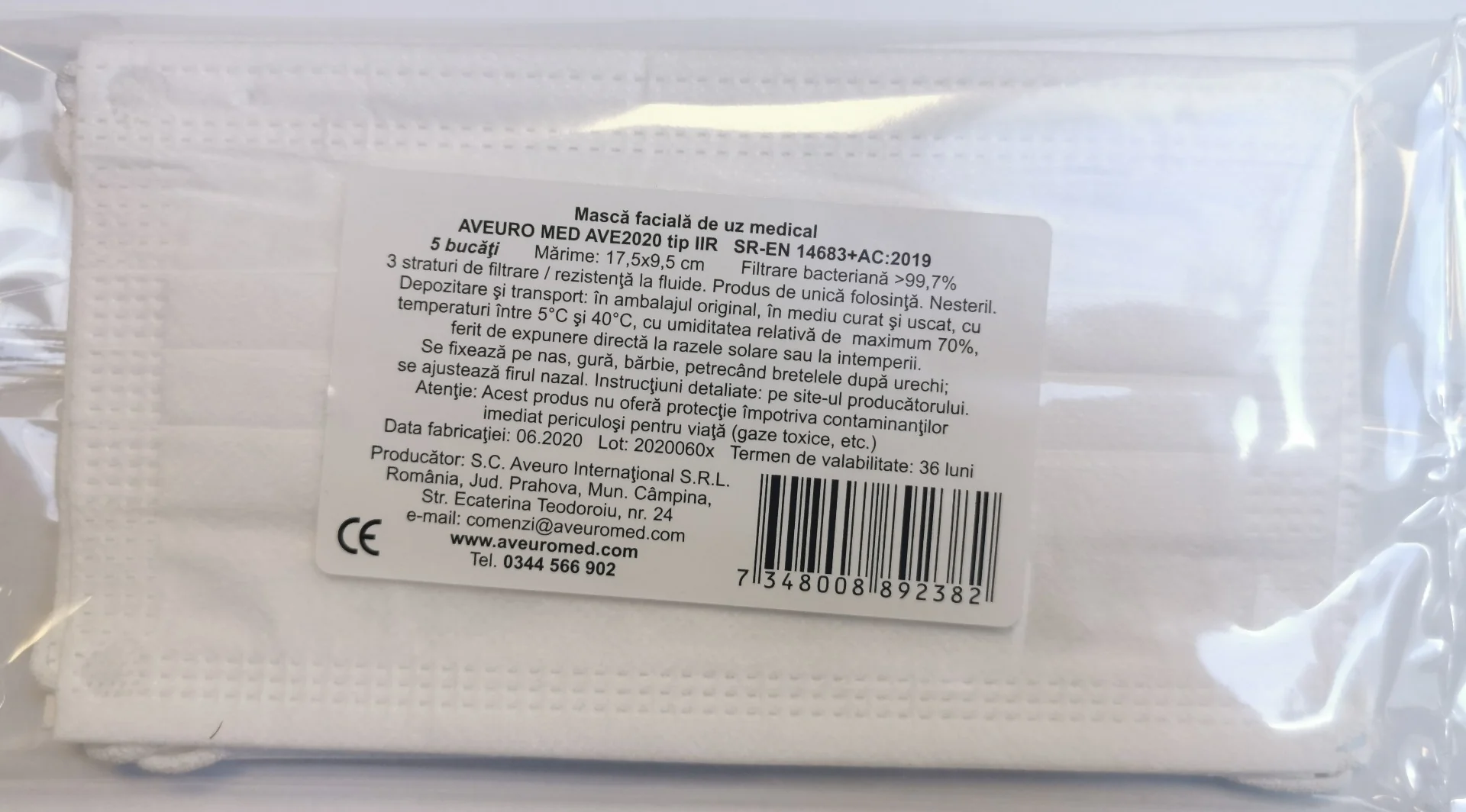 Masti chirurgicale cu 3 straturi, set 5 bucati, Aveuro International