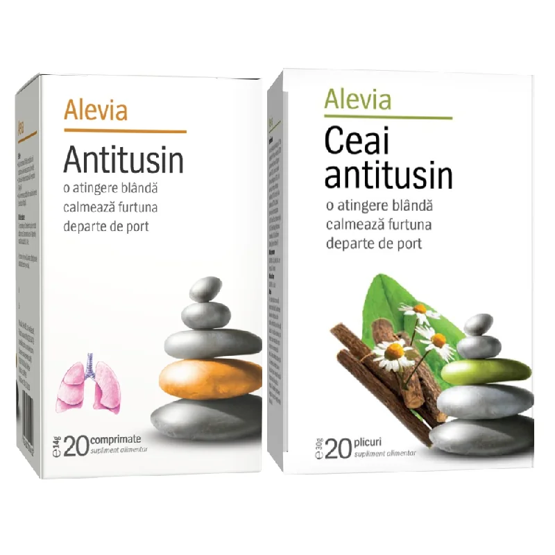 Pachet Antitusin 20 comprimate + Ceai antitusin 20 plicuri, Alevia