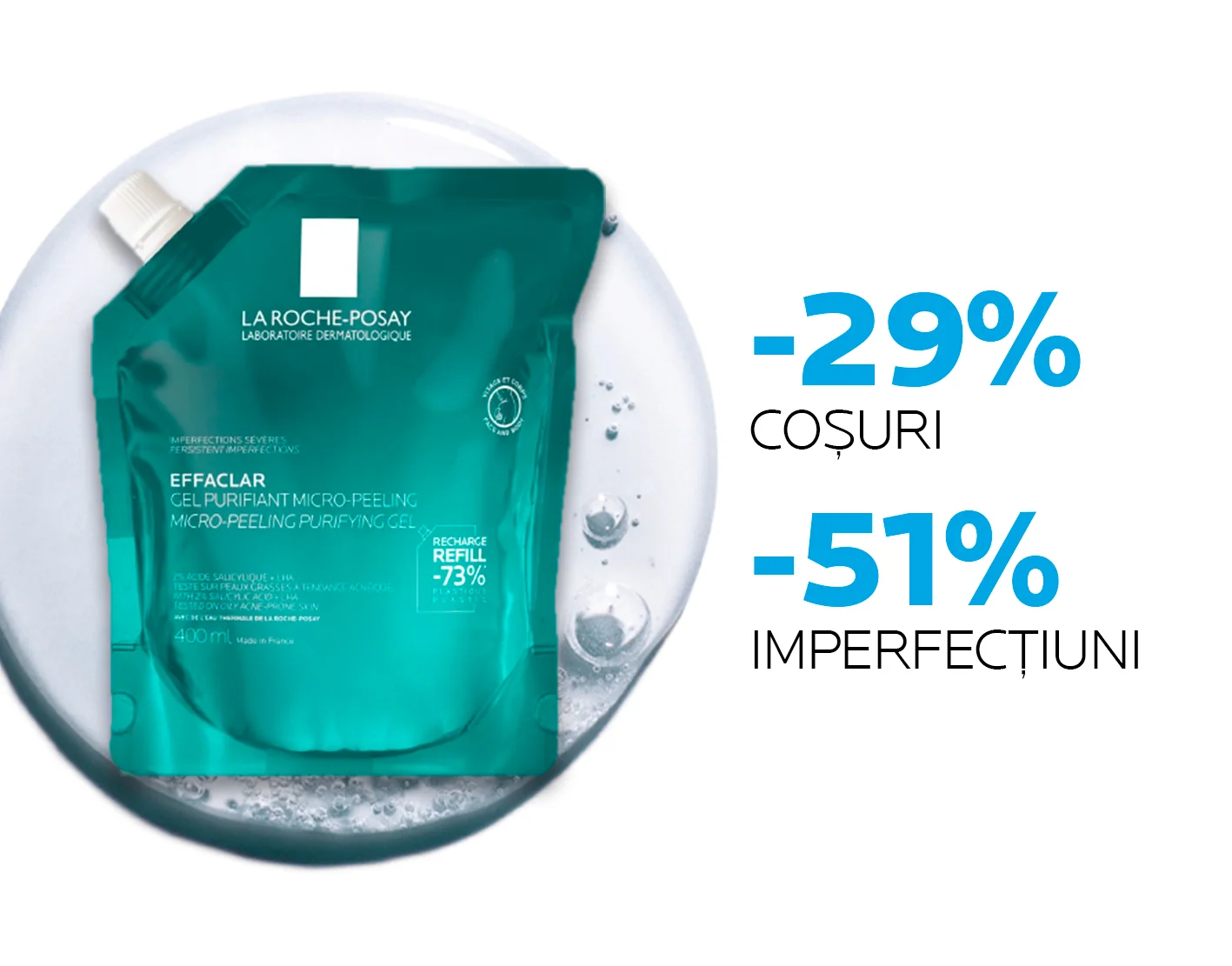 Rezerva de reincarcare Gel Purifiant Micro-Exfoliant Effaclar, 400ml, La Roche-Posay