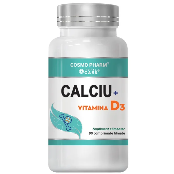 Calciu + Vitamina D3, 90 tablete, Cosmopharm