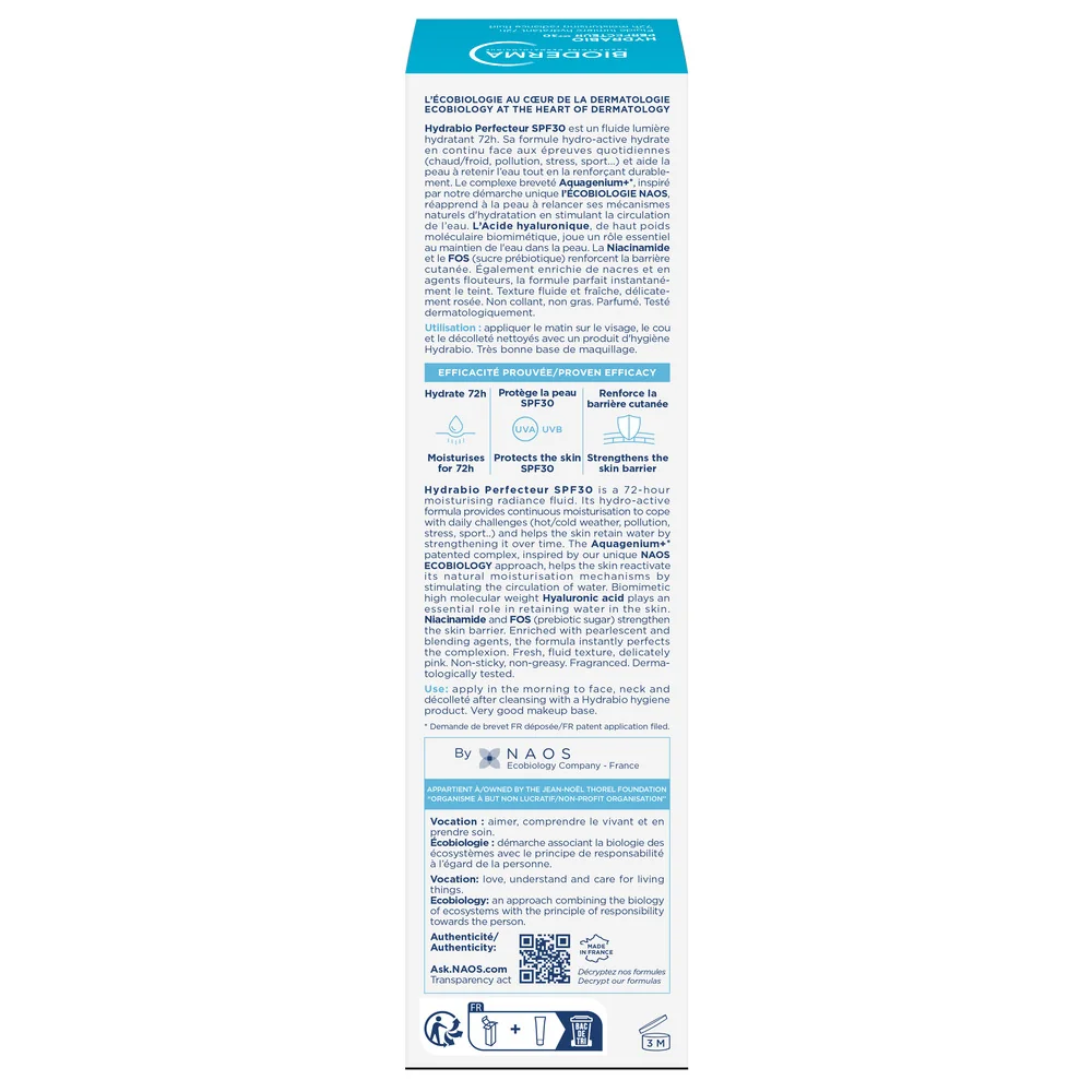 Fluid hidratant cu factor de protectie SPF30 Hydrabio Perfecteur, 40ml, Bioderma