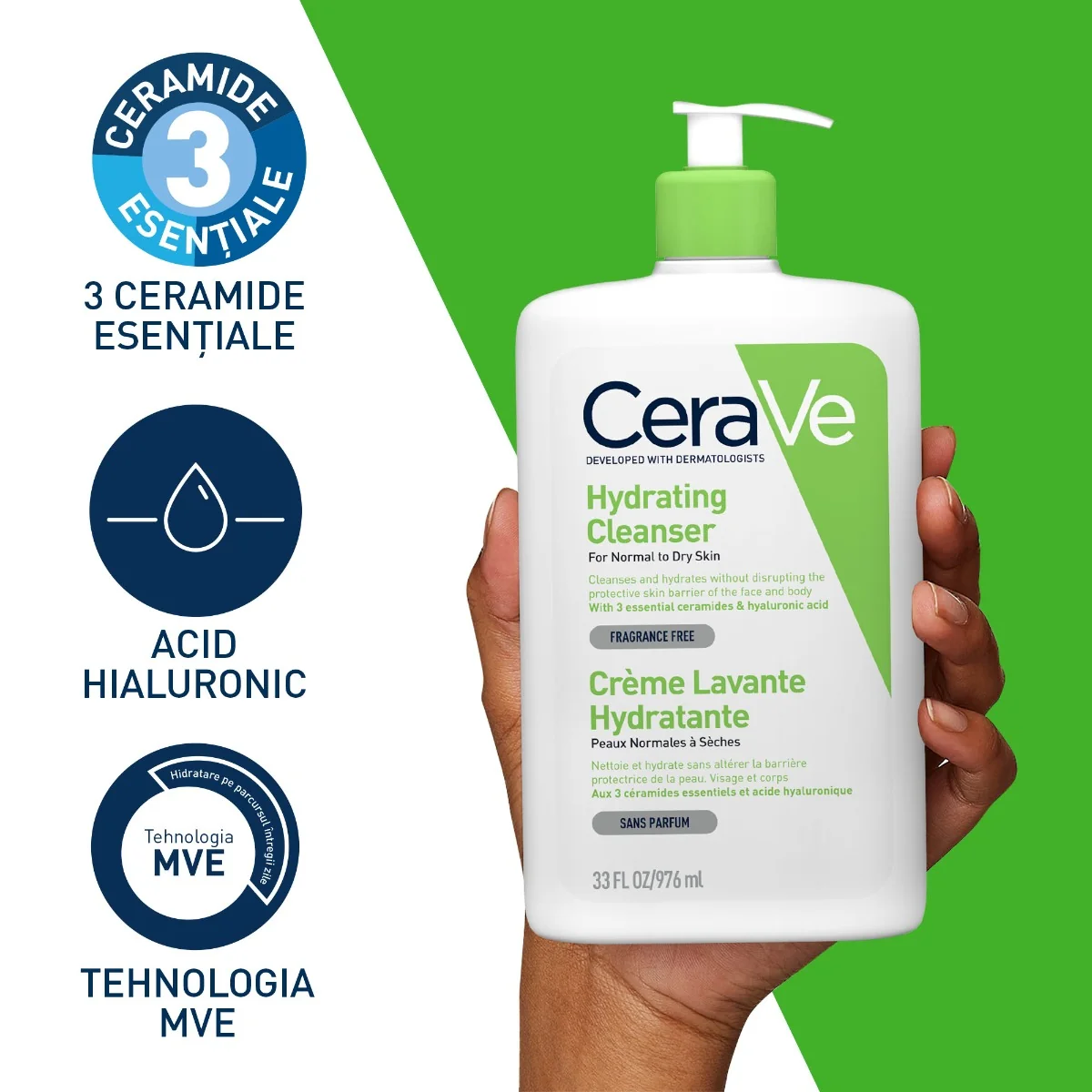 Gel de spalare hidratant pentru piele normala si uscata, 976ml, CeraVe