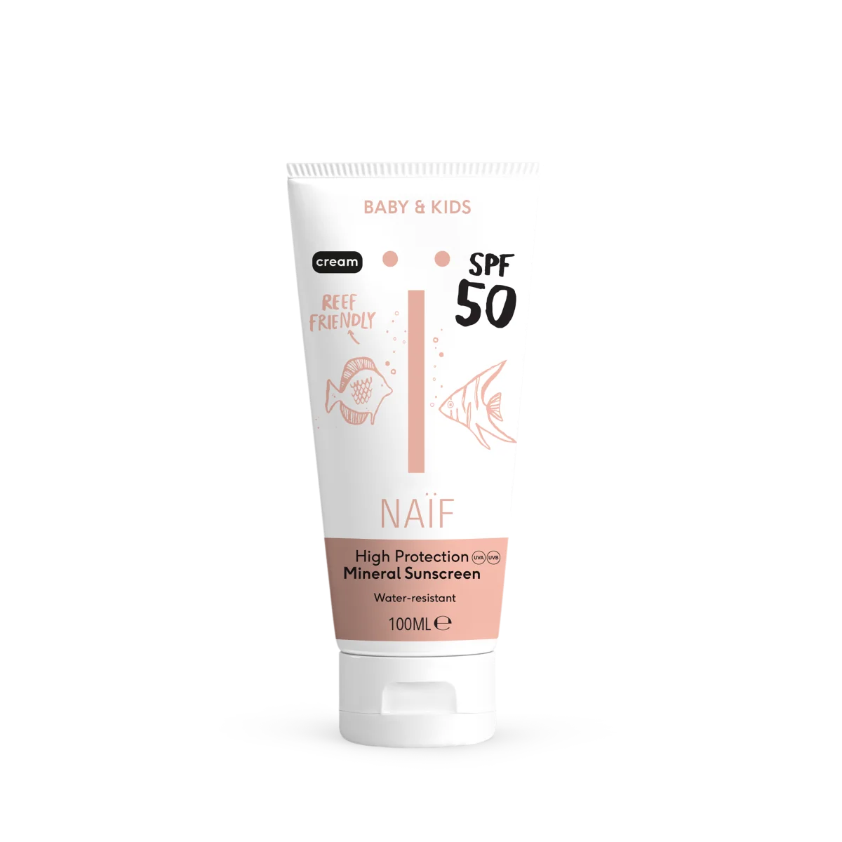 Crema cu protectie solara minerala SPF50 pentru bebelusi si copii, 100ml, Naif