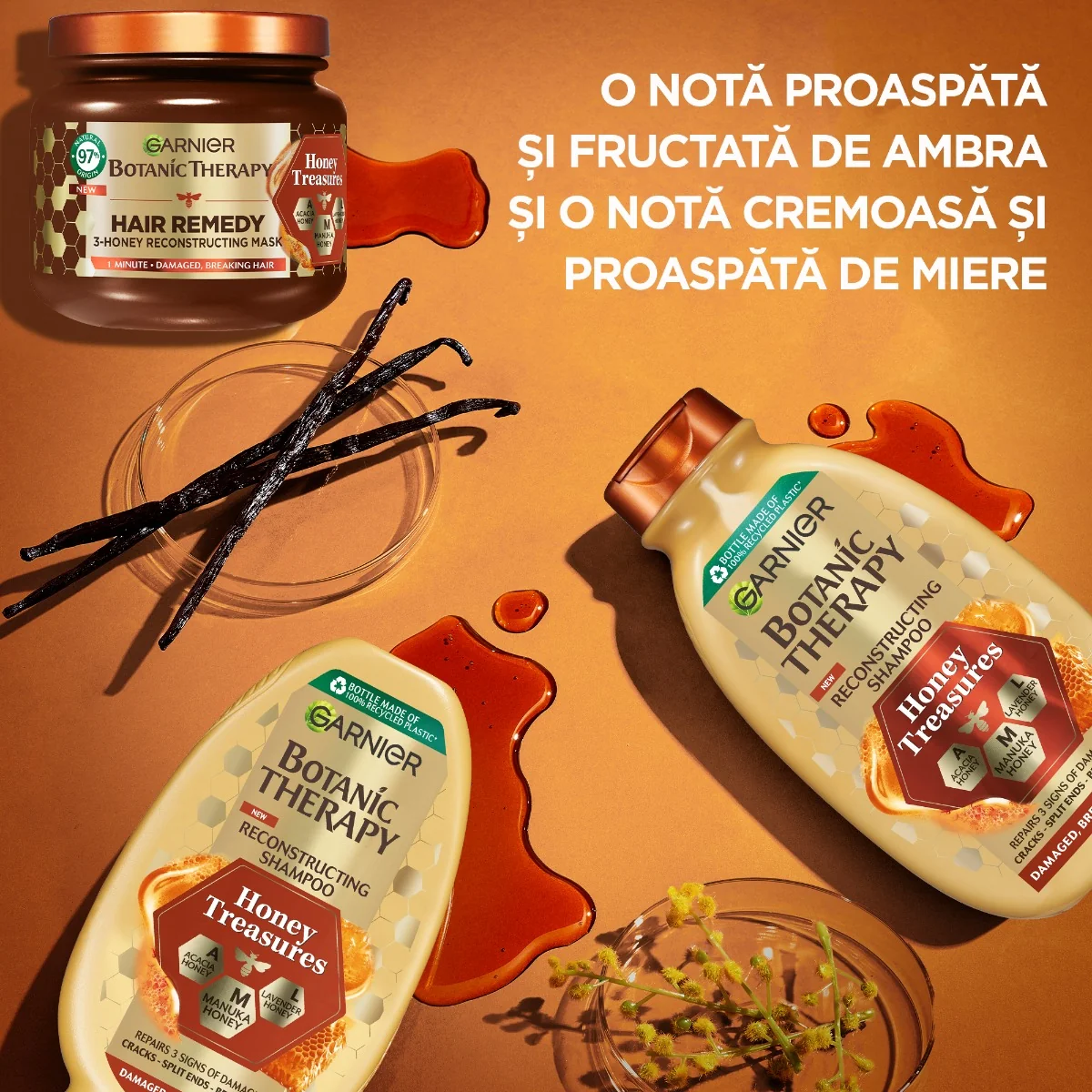 Balsam pentru par deteriorat cu tendinta de rupere Honey Treasures Botanic Therapy, 200ml, Garnier