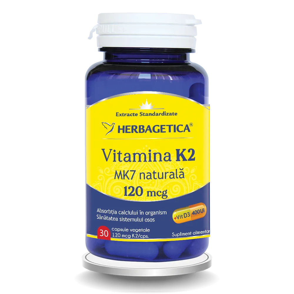 Vitamina K2 MK7 naturala 120mcg, 30 capsule, Herbagetica