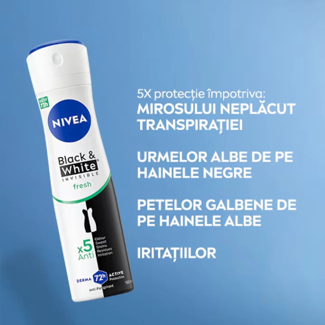 Deodorant spray pentru femei Black & White Fresh, 200ml, Nivea