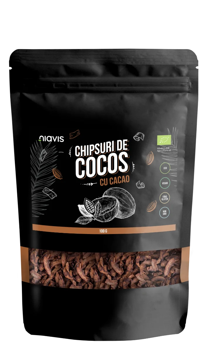 Chipsuri de cocos cu cacao Eco, 100g, Niavis