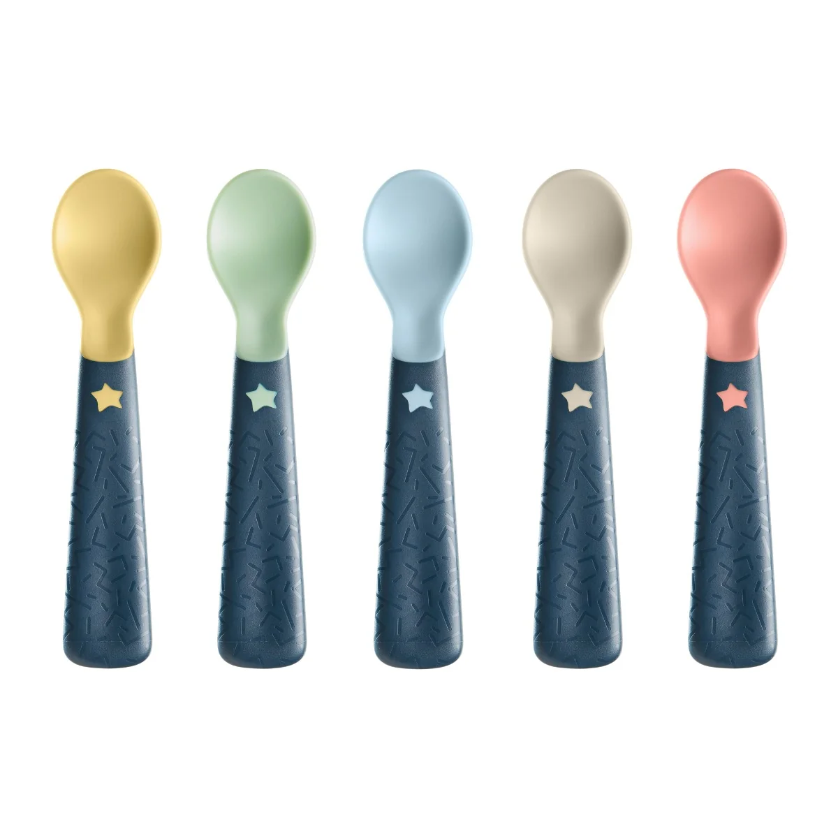 Set lingurite ergonomice multicolor +6 luni, 5 bucati, Tommee Tippee