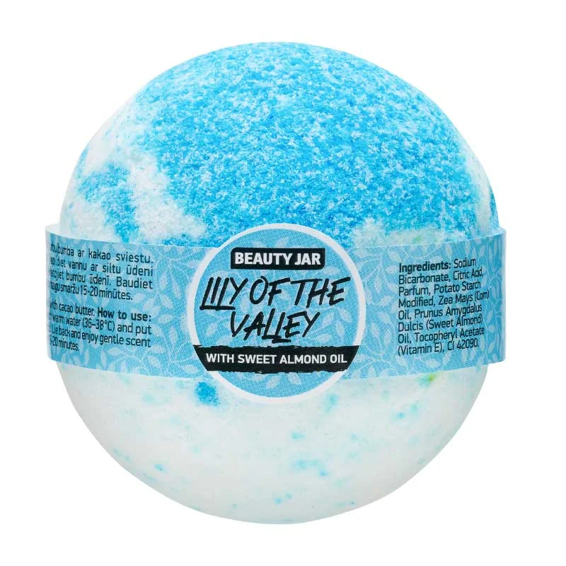 Bila efervescenta pentru baie cu unt de cacao si parfum de lacramioare Lilly of the Valley, 150g, Beauty Jar