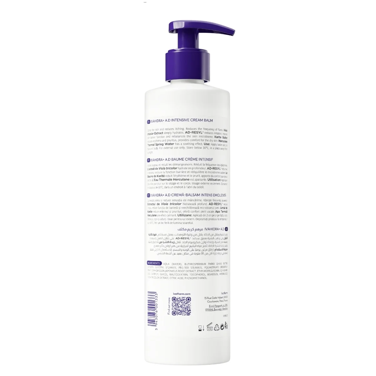 Crema balsam intens emolienta Ivahidra+ A.D, 400ml, Ivatherm