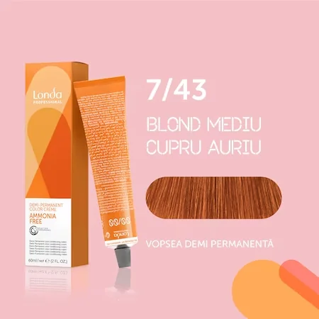 Vopsea de par demi permanenta fara amoniac 7/43, 60ml, Londa Professional