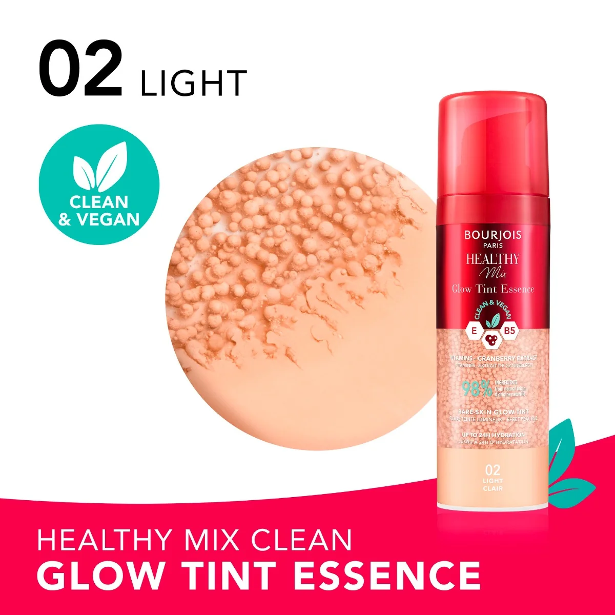 Crema coloranta Healthy Mix Glow Tint Essence 02 Light, 30ml, Bourjois