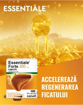 imagine de prezentare a produsului Esentiale forte, fundal potrocaliu care ilustreaza substanta activa si poza cu produsul imagine de prezentare a produsului Esentiale forte, fundal potrocaliu care ilustreaza substanta activa si poza cu produsul