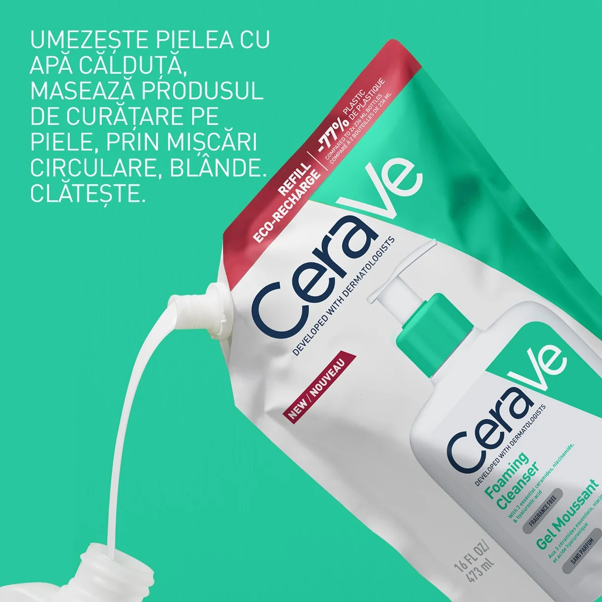 Rezerva Gel de curatare spumant piele normal-grasa, 473ml, CeraVe