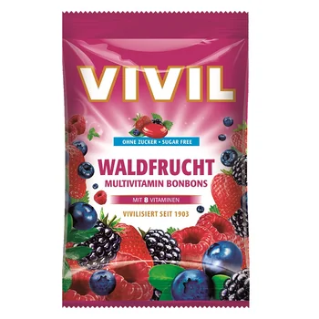 Bomboane fara zahar cu fructe de padure si multivitamine, 60g, Vivil