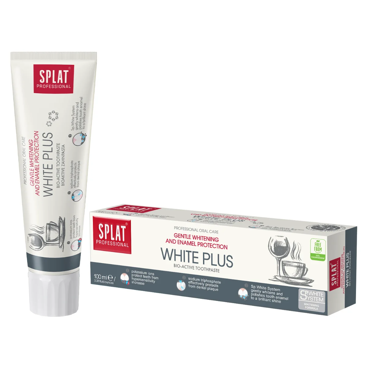 Pasta pentru albirea dintilor Professional White Plus, 100ml, Splat