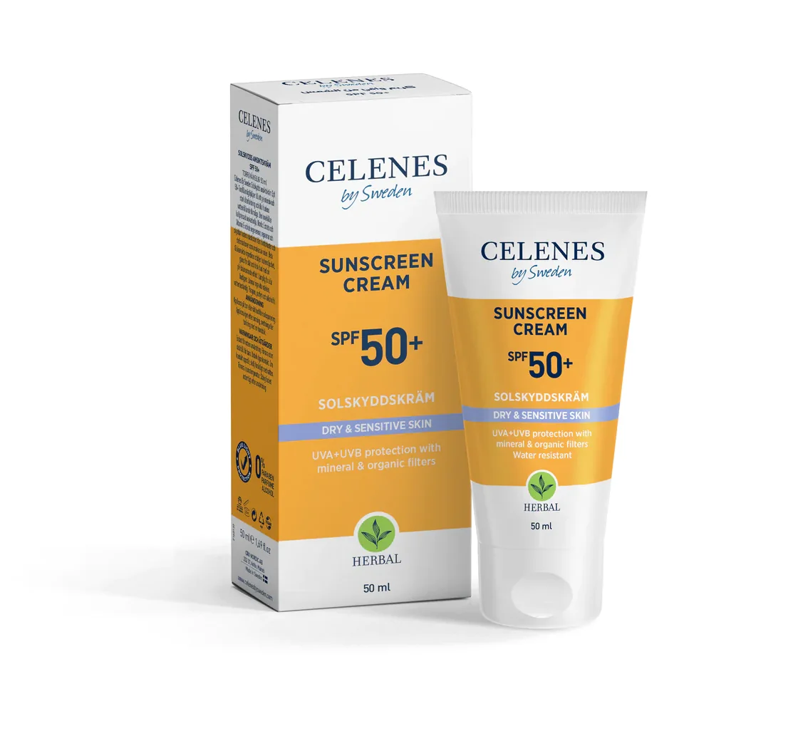 Crema pentru protectie solara ten uscat-sensibil Herbal cu SPF50, 50ml, Celenes