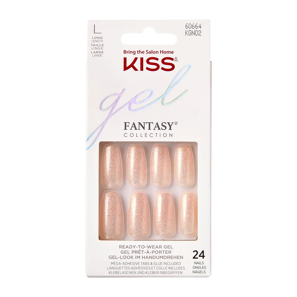 Unghii false Fantasy Glitter Rock Candy Long Coffin, 24 bucati, Kiss