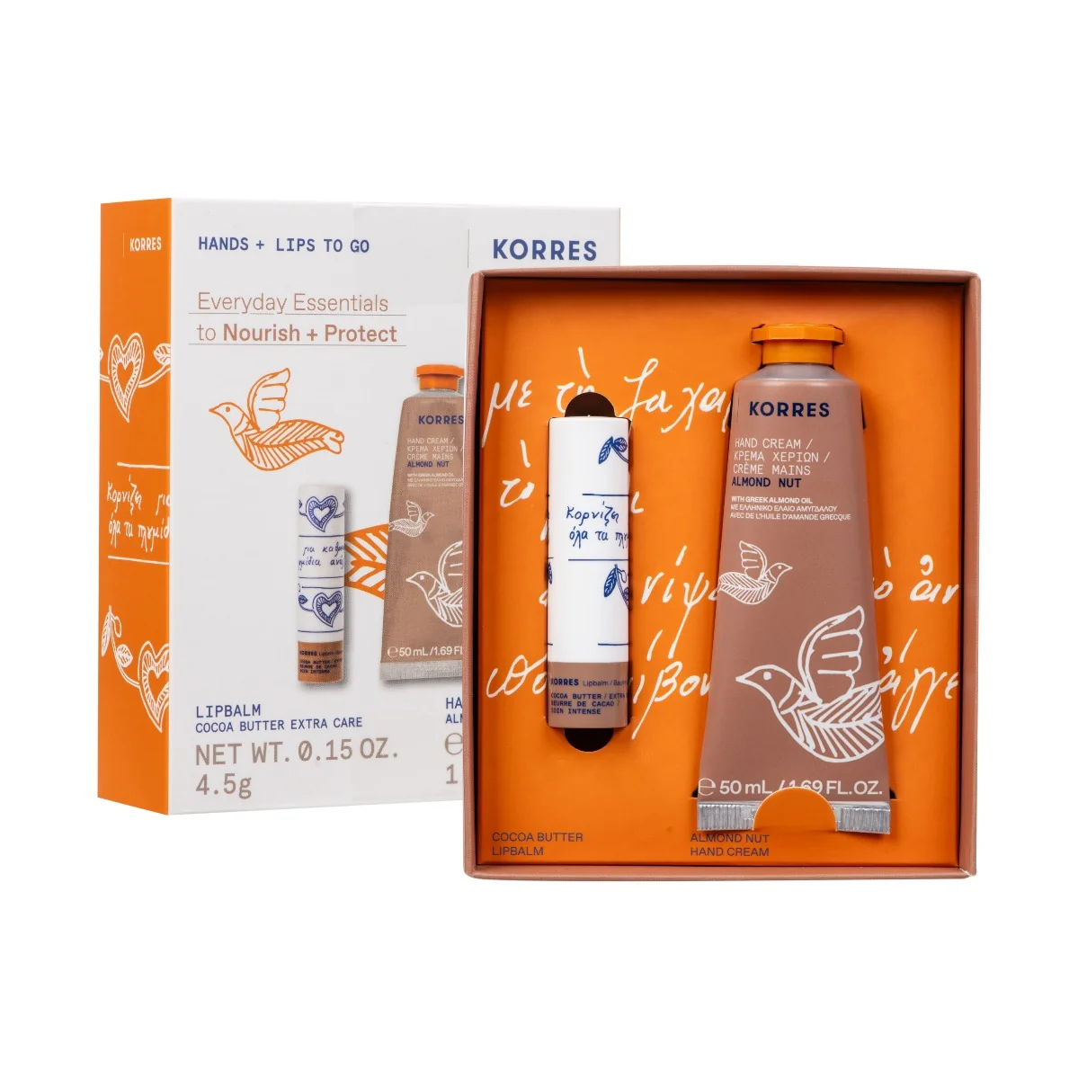 Pachet Everyday Essentials Balsam de buze 4.5g + Crema de maini 50ml, Korres