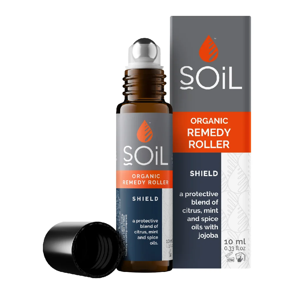 Roll-on cu uleiuri esentiale pure organince Ecocert imunitate Shield, 10ml, Soil