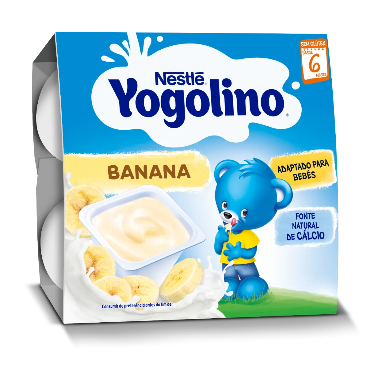 Gustare cu lapte si banane Yogolino, 4 x 100g, Nestle 