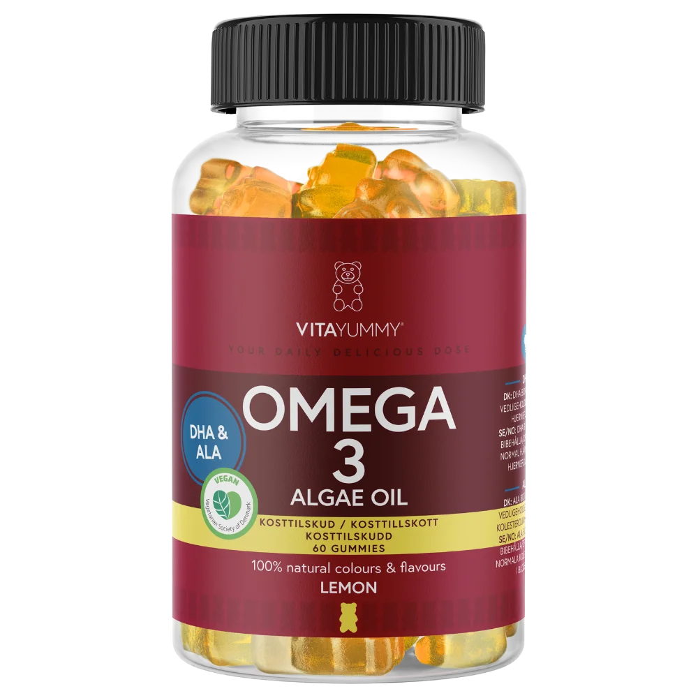 Omega 3 ursuleti gumati vegani cu aroma de lamaie, 60 jeluri, Vitayummy