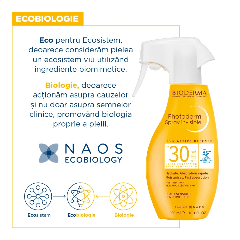 Spray invizibil pentru protectie solara SPF30 Photoderm, 300ml, Bioderma