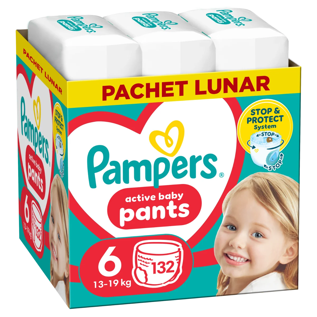 Scutece Active Baby Pants Nr.6 pentru 13-19 kg, 132 bucati, Pampers