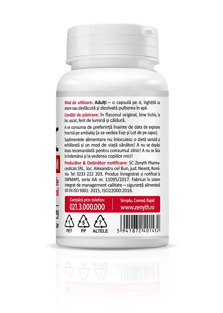 Vitamina C Premium cu rodie bioflavonoide si resveratrol, 30 capsule, Zenyth 