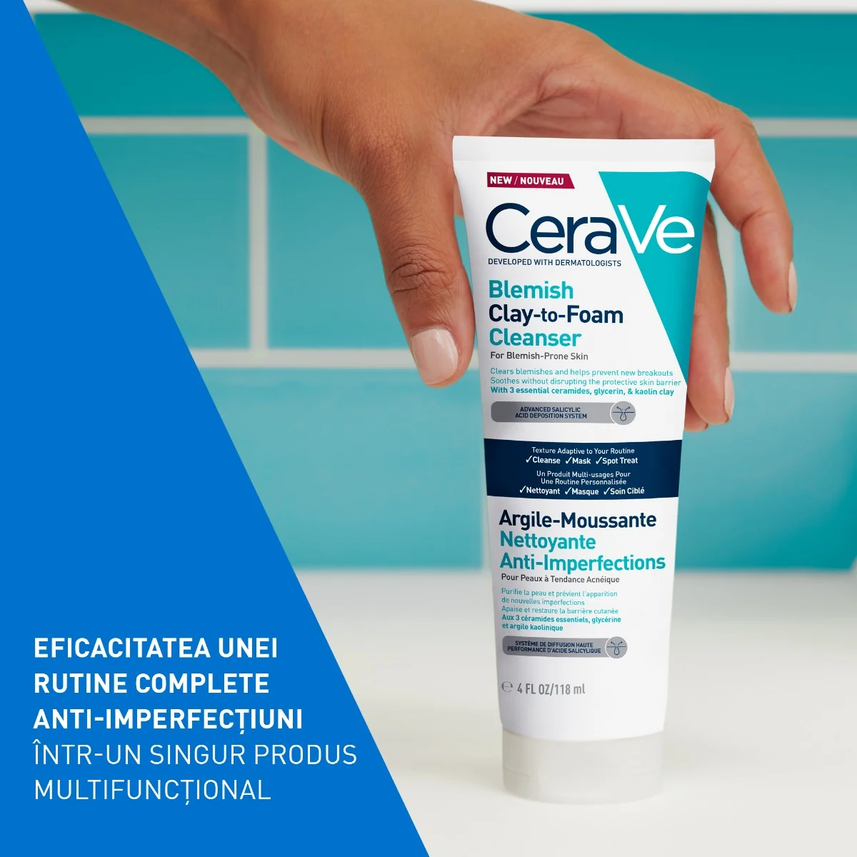 Gel de curatare cu argila anti-imperfectiuni Clay-to-Foam, 118ml, CeraVe