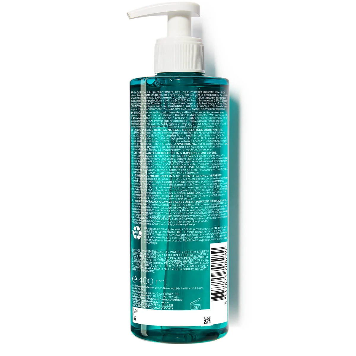 Gel de curatare micro-exfoliant fata si corp ten gras cu tendinta acneica Effaclar, 400ml, La Roche-Posay
