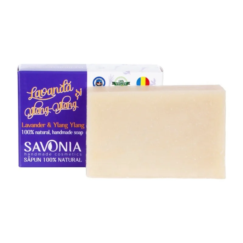 Sapun natural pentru fata si corp cu Lavanda si Ylang Ylang, 90g, Savonia
