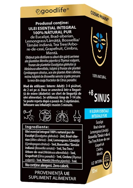 Mix de uleiuri esentiale +8 Sinus, 10ml, Cosmopharm