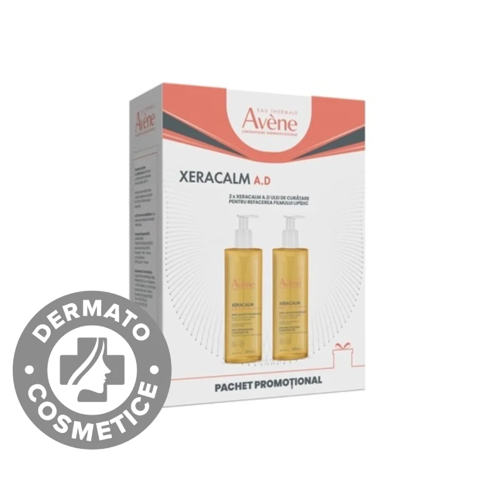 Pachet Ulei de curatare pentru pielea predispusa la dermatita atopica XeraCalm AD, 2 x 400ml, Avene