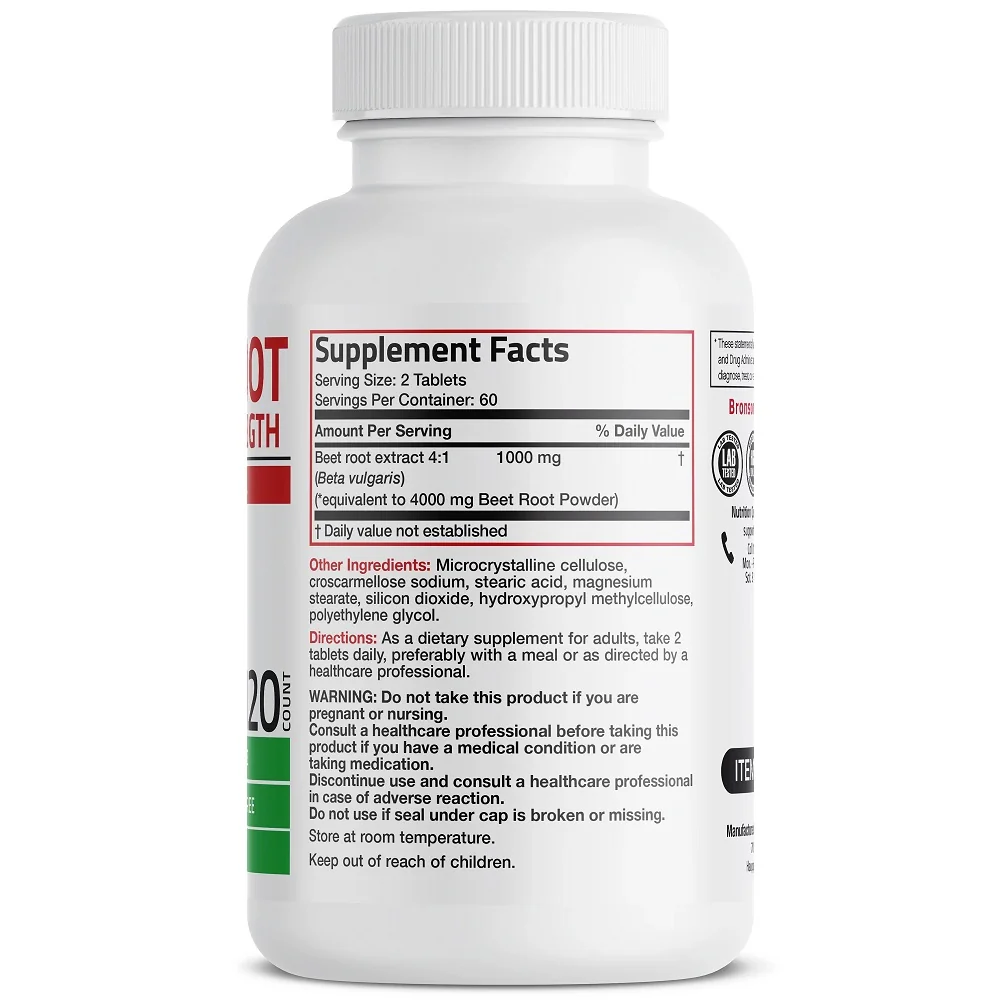 BeetRoot Extract Radacina Sfecla + L-arginine 2000mg, 120 capsule, Bronson Laboratories