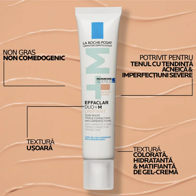 Crema corectoare uniformizatoare Effaclar Duo+M Medium, 40ml, La Roche-Posay