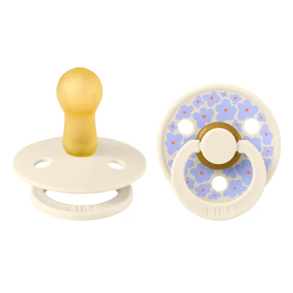 Set 2 suzete cu tetina rotunda din latex 6 luni+ Colour Studio Collection Flower Ivory, 1 bucata, Bibs