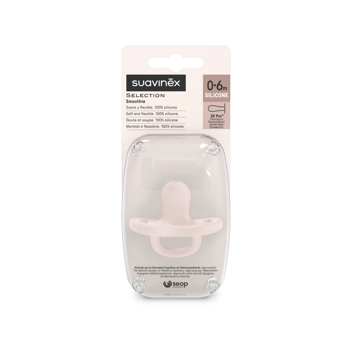 Suzeta din silicon fiziologica pentru 0 - 6 luni SX Pro Colour Essence Roz, 1 bucata, Suavinex