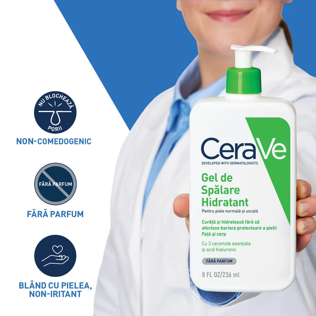 Gel de spalare hidratant pentru piele normal-uscata, 236ml, CeraVe 
