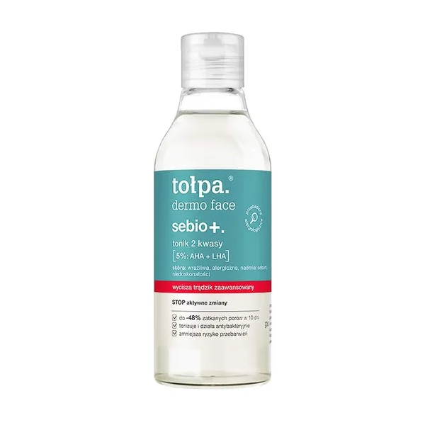 Toner cu AHA + LHA pentru ten gras si acneic Dermo Face Sebio+, 200ml, Tołpa