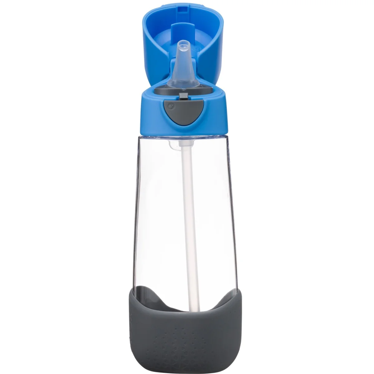 Cana din tritan cu pai pentru +12 luni Gri/Albastru, 450ml, Bbox