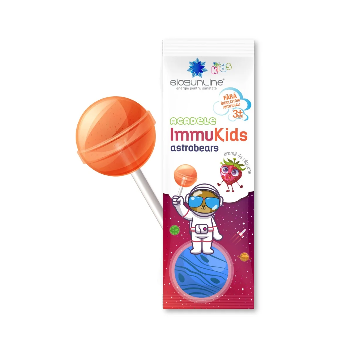 Acadele ImmuKids Astrobears cu capsune, 50 bucati, BioSunLine